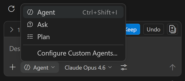 Mode picker in VS Code